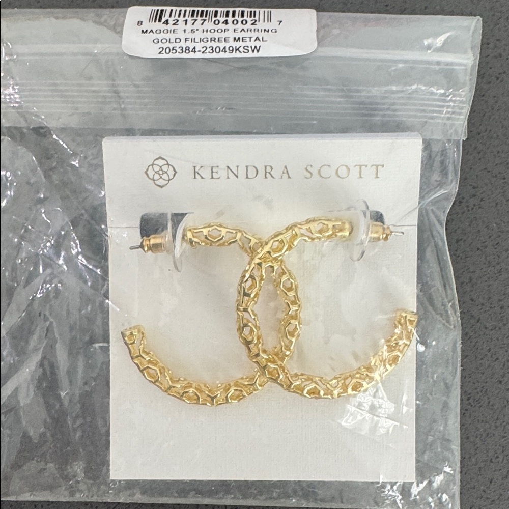 Kendra Scott Maggie Gold Textured Hoop Earrings NWT